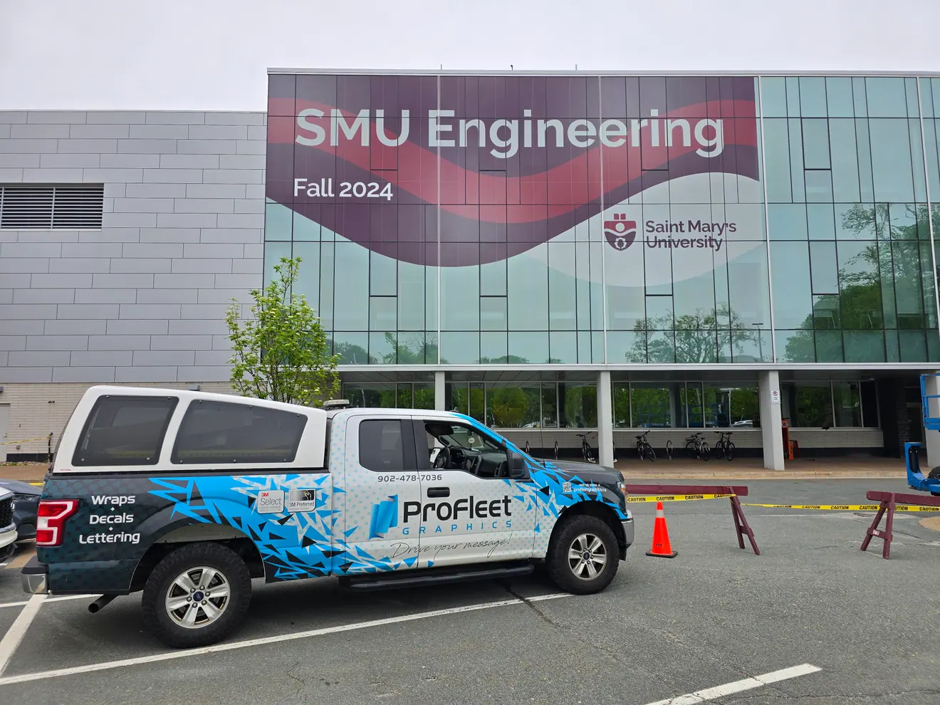 Saint Mary’s University SMU Engineering building window graphics, Halifax
